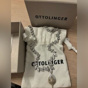 Ottolinger Silver and Taupe Crystal Dip Necklace